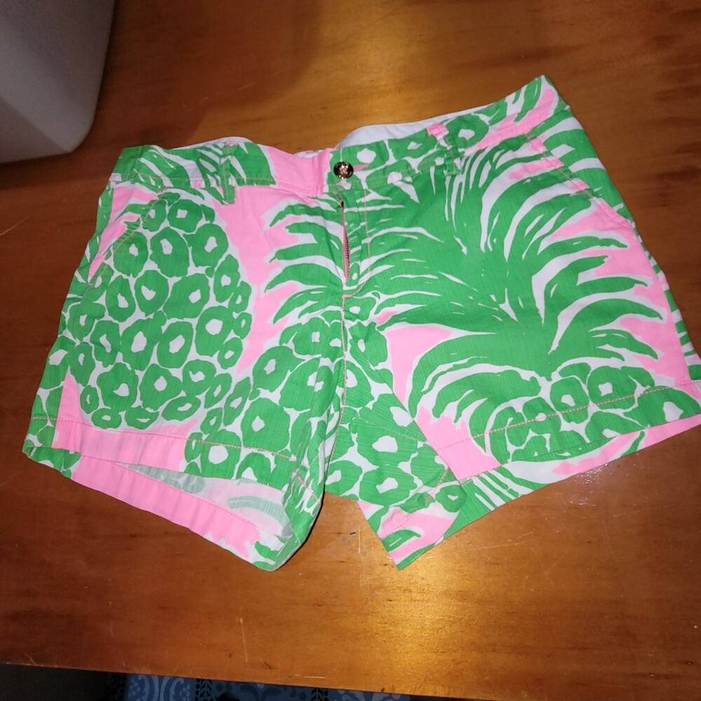 Lilly Pulitzer Callahan Shorts Size 16 Pink Pout Flamenco Green Pink Pineapples